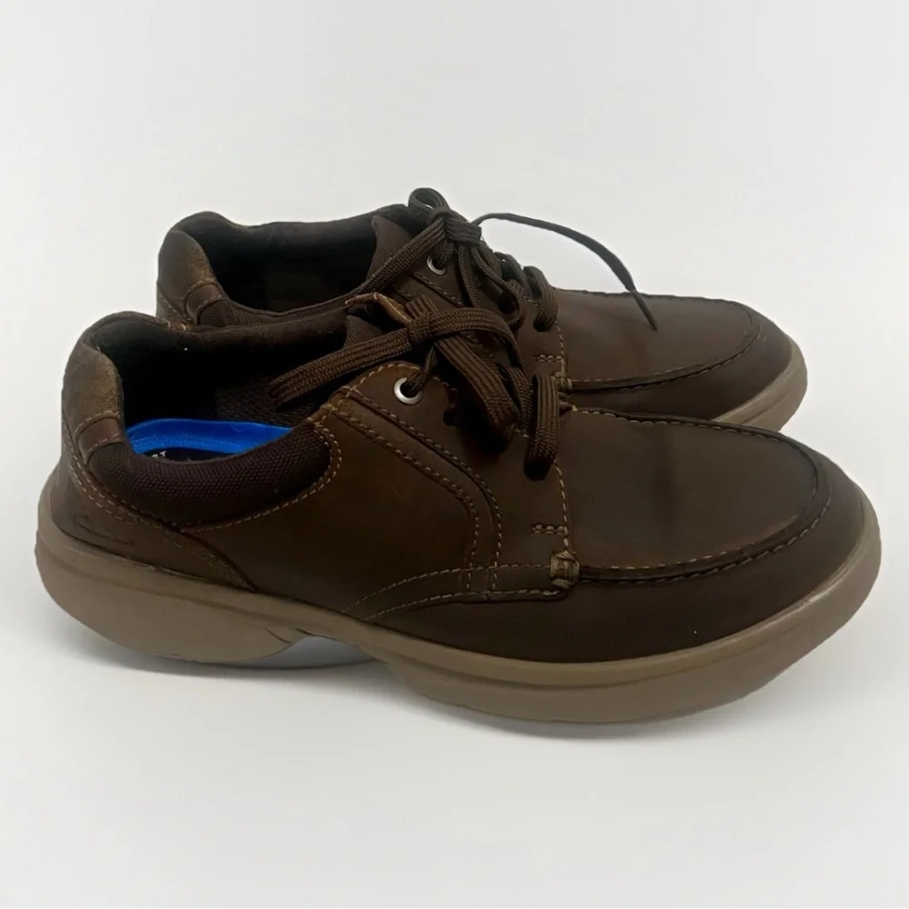 Clarks Bradley Vibe Leather Derby Comfort Shoes Mens Sz 9.5 Brown Lace Up Casual